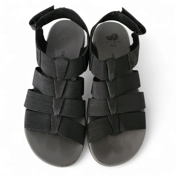 CLARKS Black Strappy Comfort Sandals – size 6 - Picture 5 of 9